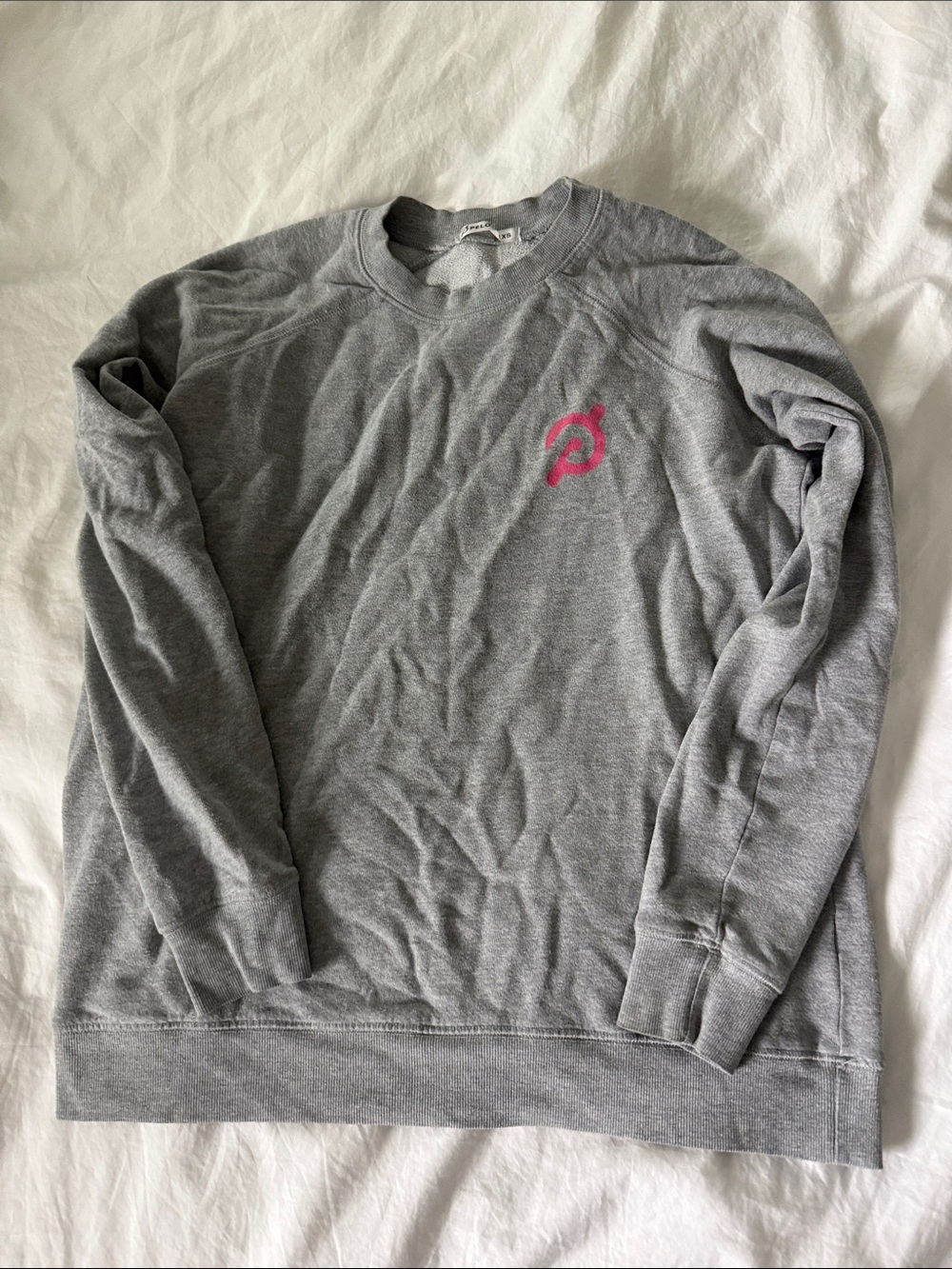 Peloton Gray Crewneck Sweatshirt with Pink Logo